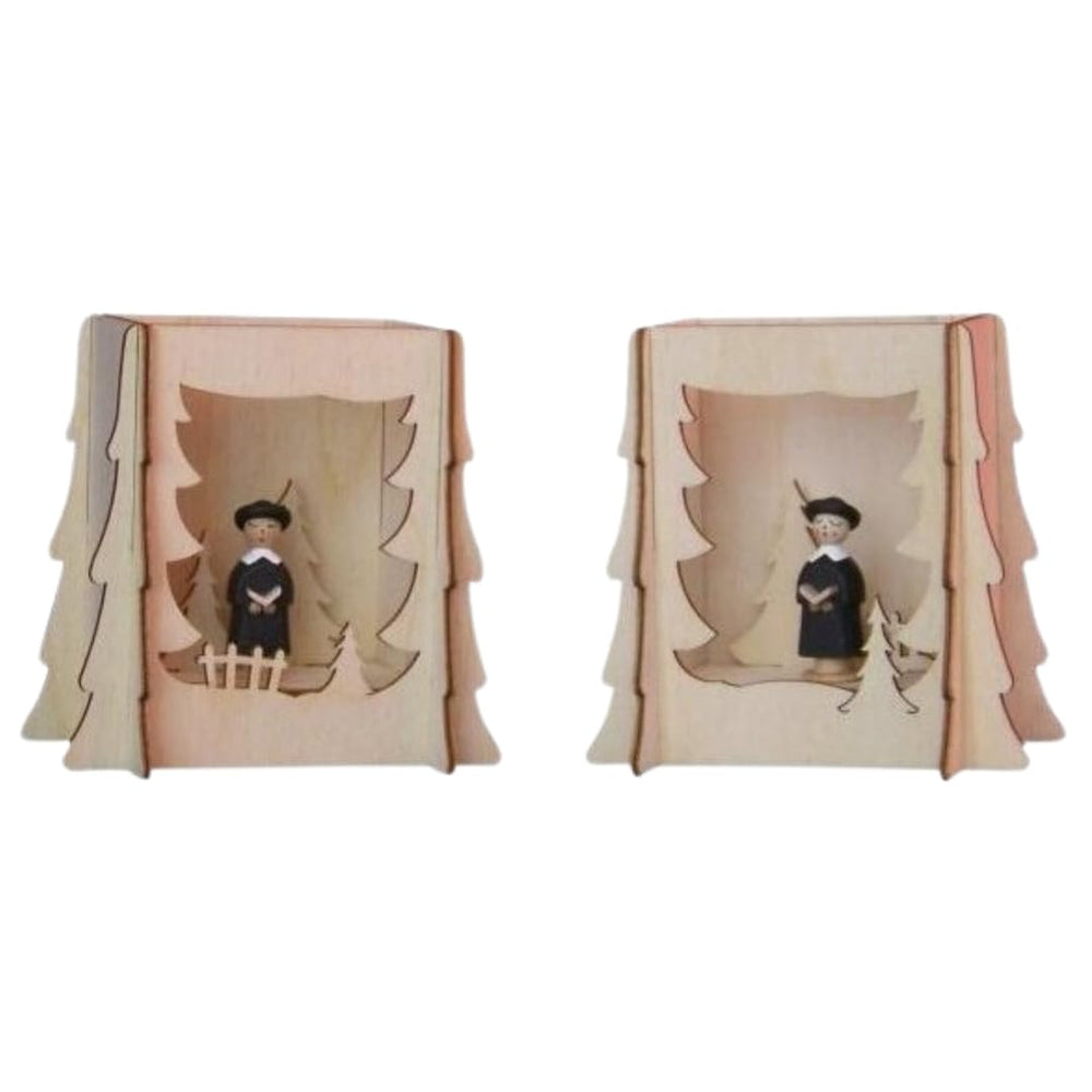 Lichterbogenerhöhung aus Holz 2er-Set – Motiv Weihnachtsmann