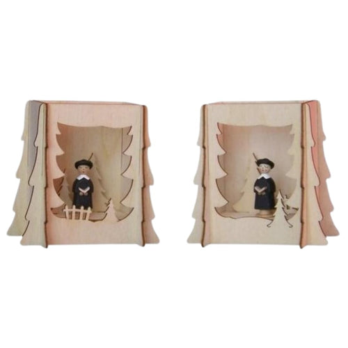 Lichterbogenerhöhung aus Holz 2er-Set – Motiv Weihnachtsmann