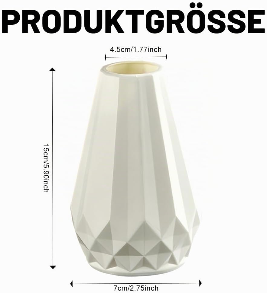 Kleine Weiße Vase Unzerbrechliche PE Plastik Vase im Skandinavischen