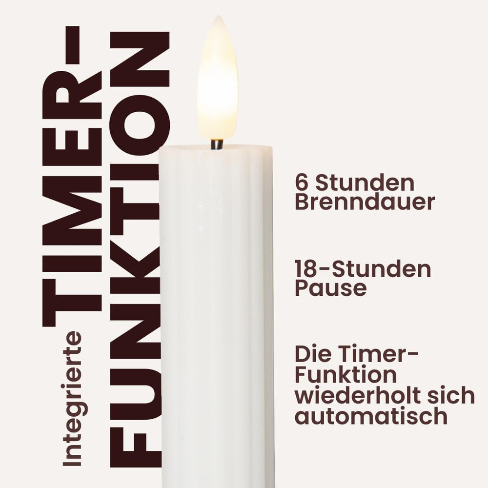 Star 2er Set LED Stabkerzen mit Timer - Echtwachs Kerzen - Warmweiß