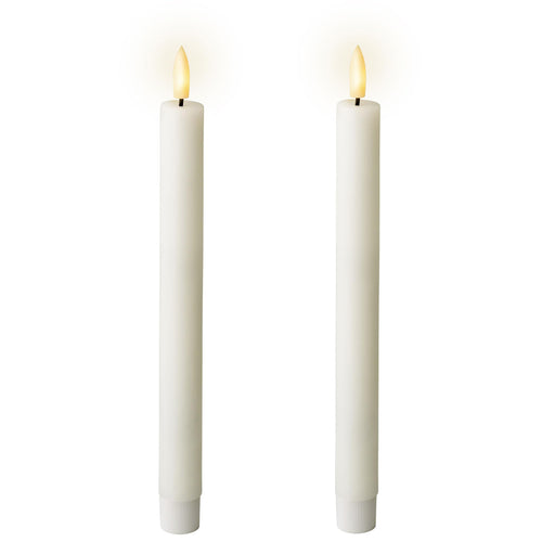 Lumineo LED Spitzkerze Wachs weihnachtsrot/warmes Weiss 24,5cm Set2