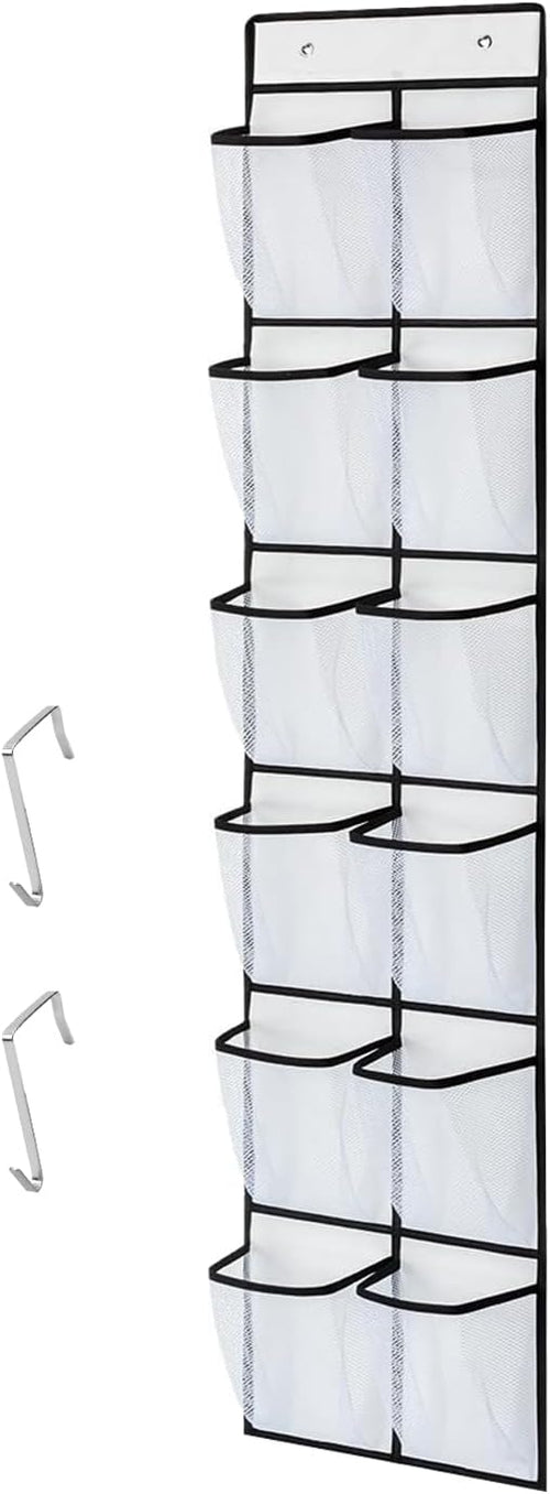 CORTNEY Organizer über der Tür für Schuhe, 12 Große Taschen Schuhaufbewahrung Hängend, Multifunktionale Hängeorganizer mit 2 Haken für Schlafzimmer, Wohnzimmer, Badezimmer