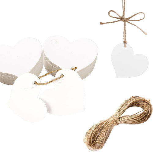50 Stück Herz Kraftpapier Anhänger Weiße Geschenkanhänger