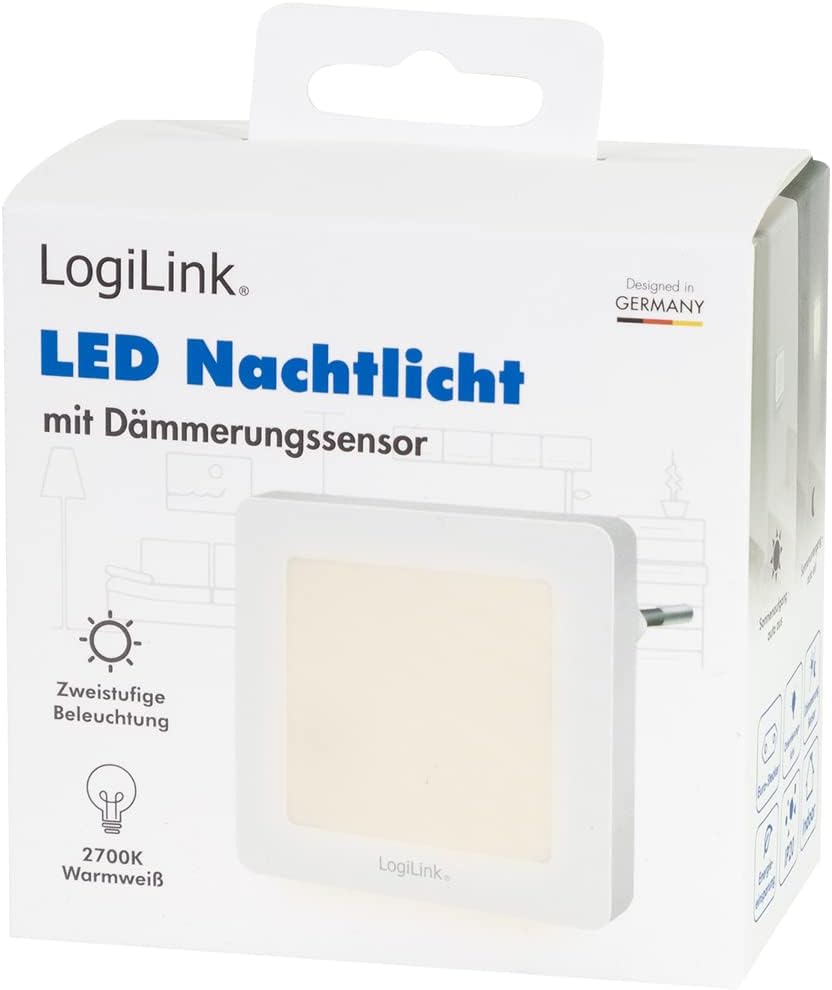 LogiLink LED013 - LED Nachtlicht / Beleuchtung mit Dämmerungssensor und 2 Helligkeitsstufen