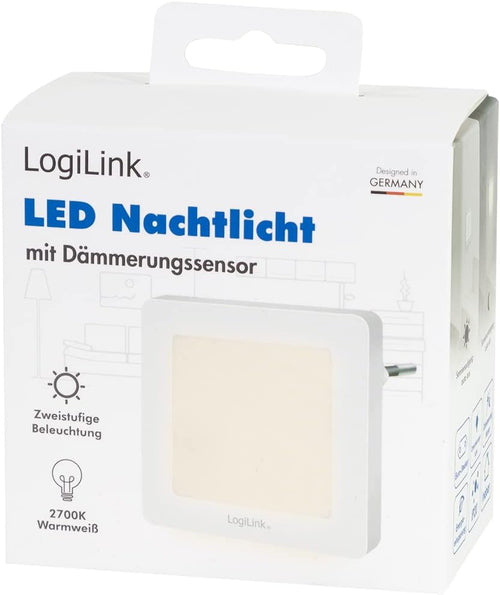 LogiLink LED013 - LED Nachtlicht / Beleuchtung mit Dämmerungssensor und 2 Helligkeitsstufen