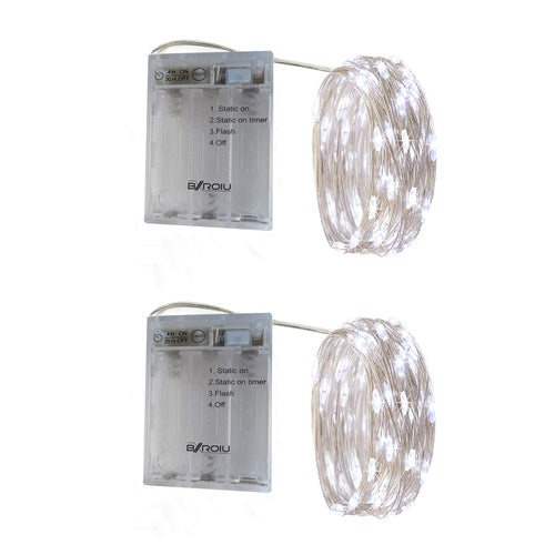 BXROIU 2X 50 LED Lichterkette Batteriebetrieben 5M Micro LED Warmweiß