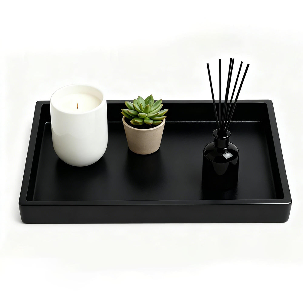 2 Stück Tablett Marmor Schwarz, 20 × 10 × 2 cm