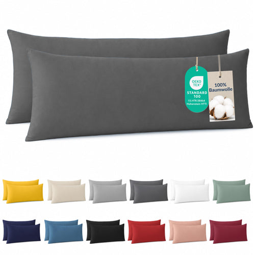 Dreamzie - Kissenbezug 40x40cm - 2er Set - 100% Baumwolle - Anthrazit