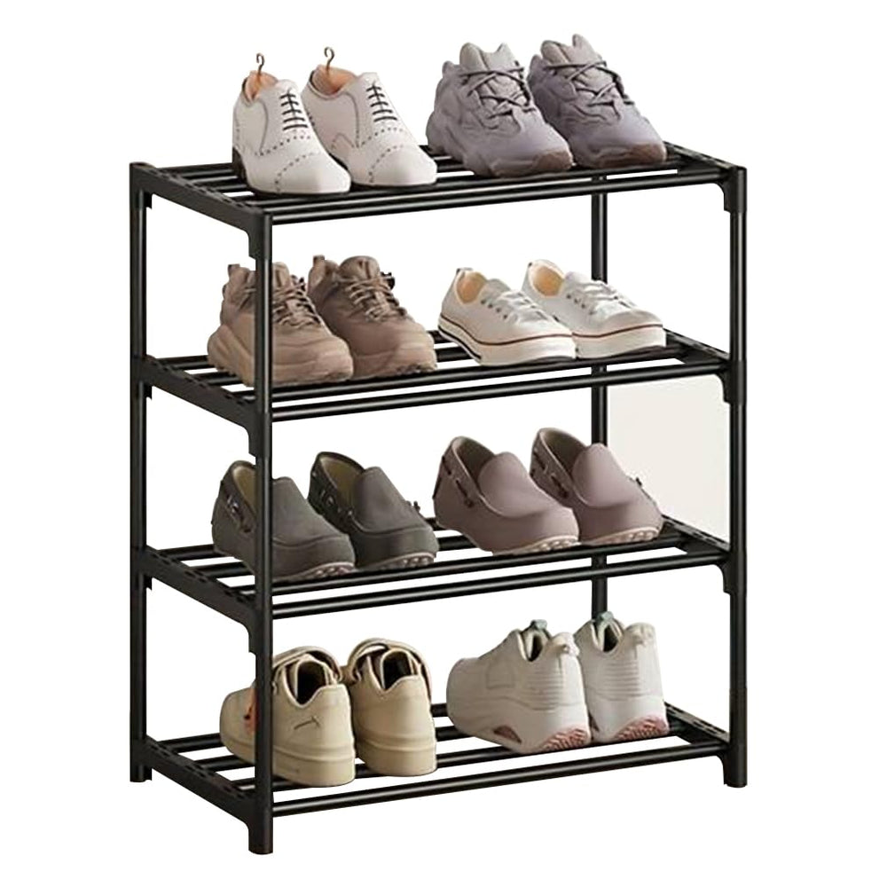 2-Stöckiges Schuhregal Klein, Schlank Mit Anti-Rost-Beschichtung, Geeignet für Schlafsaal, Miethaus, Balkon, Stapelbar Und Schmal (Schwarz, 2