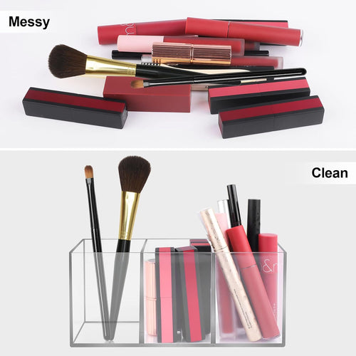 Acrylic Pinselhalter, 3 Fächer Make Up Organizer, Schminktisch Organizer