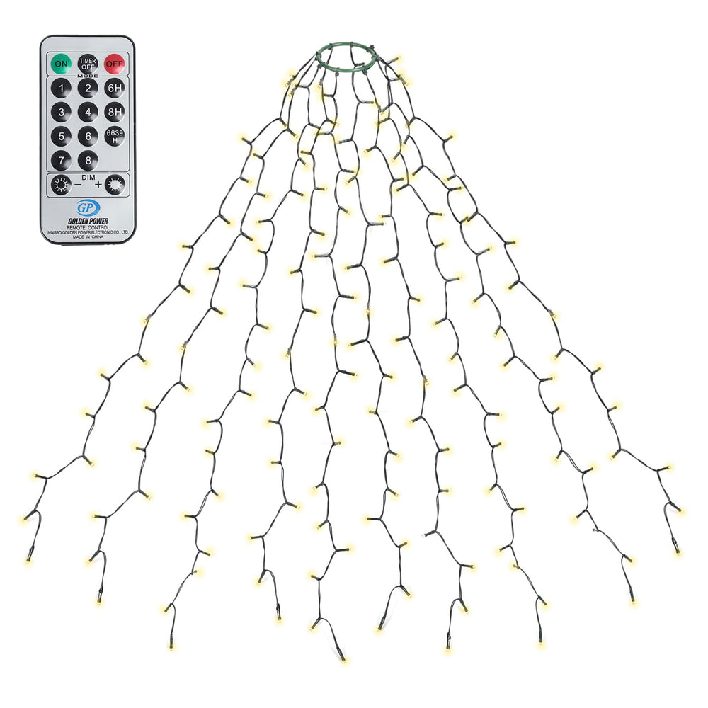 SALCAR Weihnachtsbaum Lichterkette 1,5m 200er LED mit 8 Girlanden, Warmweiß