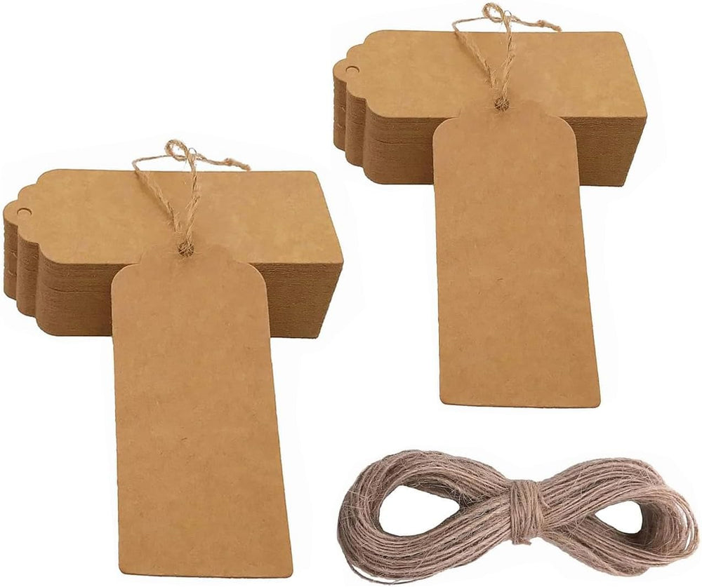 Geschenkanhänger Set, 100 Stück Kraftpapier Etiketten, Braun