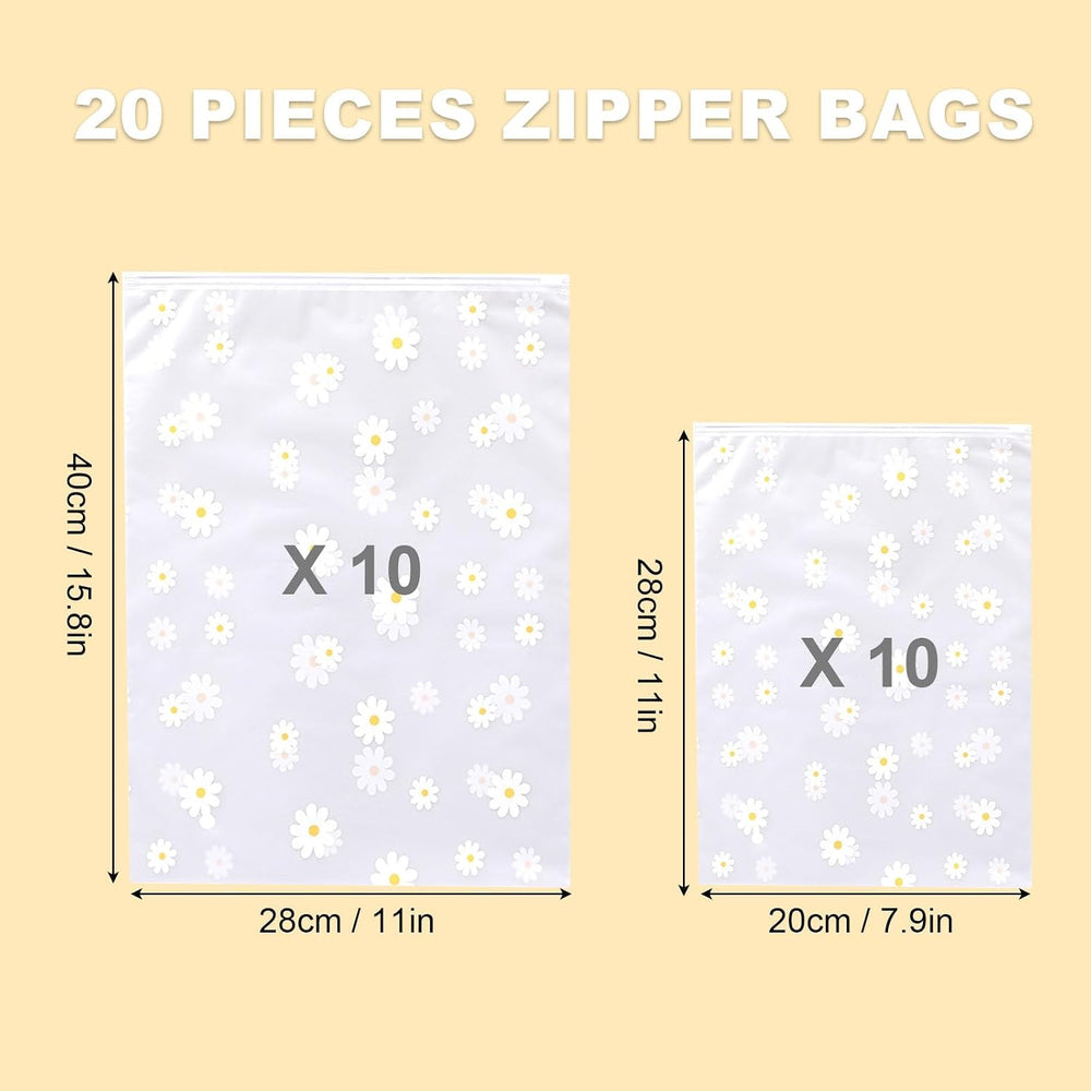 KEYRI 20 Stücke Reise Kleidertaschen Organizer Zip Beutel Kleidung Tasche Reisebeutel Aufbewahrungstasche für Kleidung Unterwäsche Handtuch Schuhe Kosmetik Wasserdichte Tasche Krankenhaus (Blumen)
