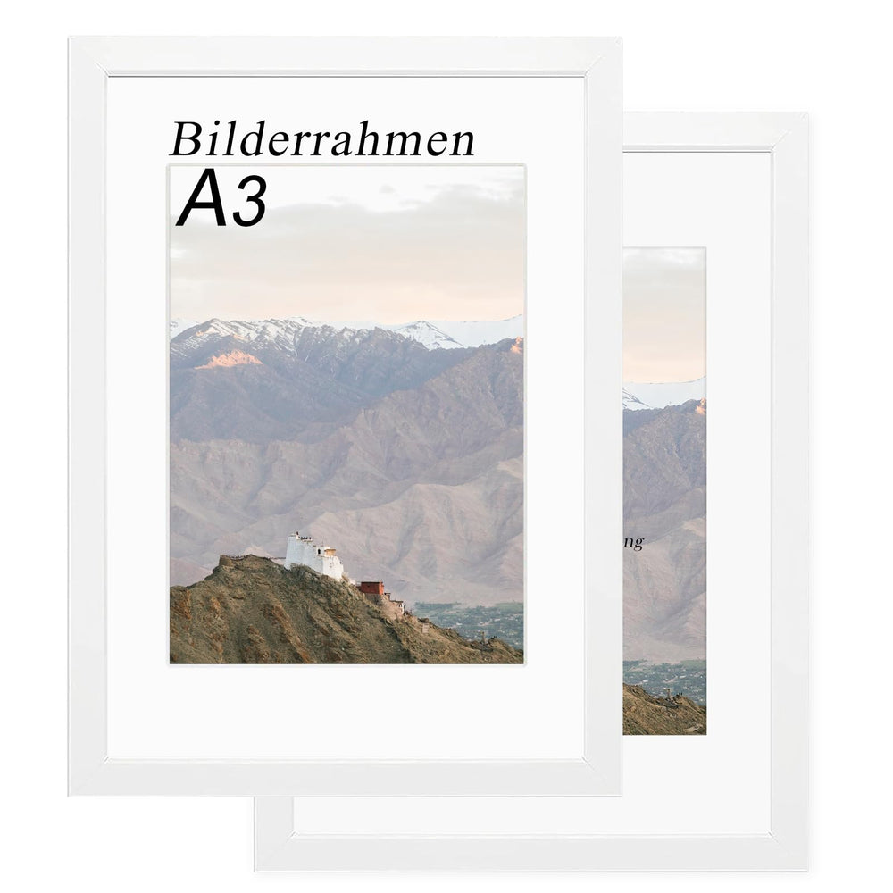 RUN HELIX Bilderrahmen A4 Schwarz – Bilderrahmen din a4 (21x29.7cm) mit bruchsicherem Acrylglas und Passepartout - Leichtgewicht für Poster, Bilder, Kinderzeichnungen, Diplome - Wand- & Tischmontage