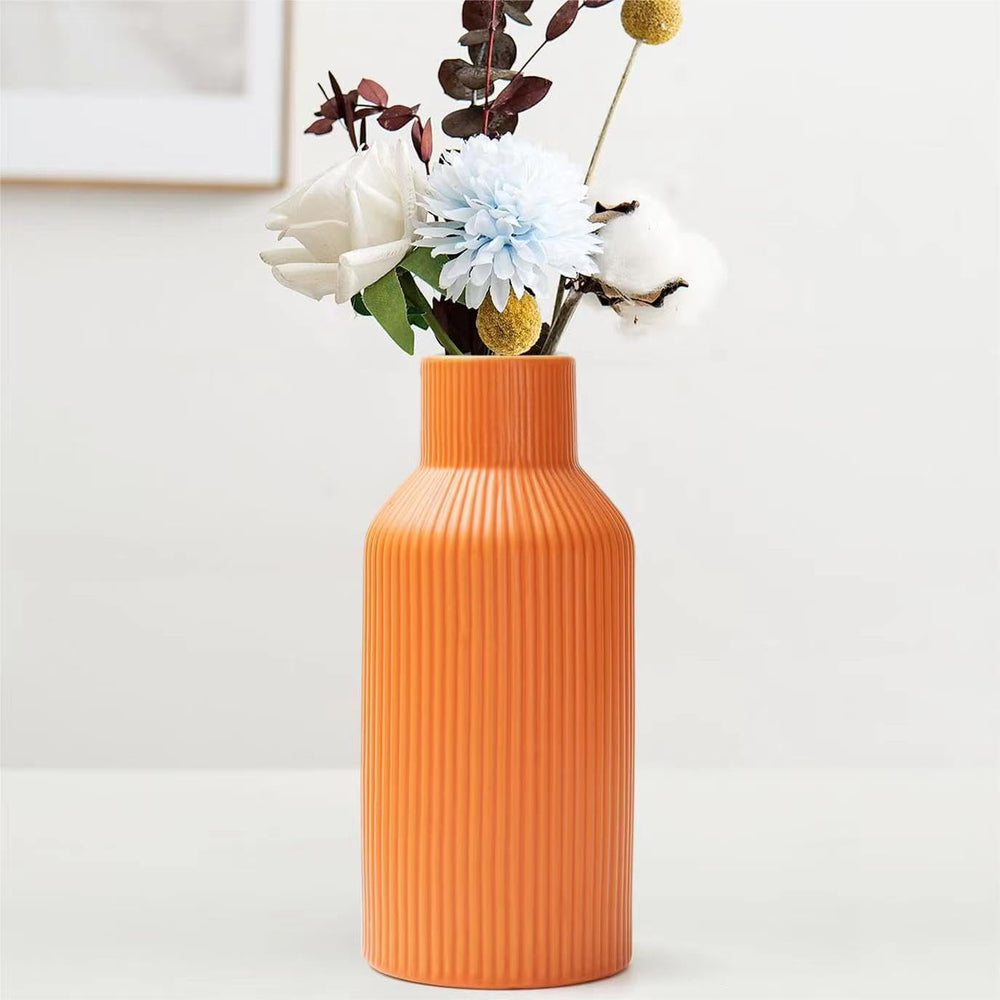 Vase für Pampasgras，20cm Keramik Vase Weiß Matt Rund Modern Design, Boho Style for deko Aesthetic, Blumenvase für Wohnzimmer, Schlafzimmer Dekoration, Einfach Nordic Stil(Weiß)