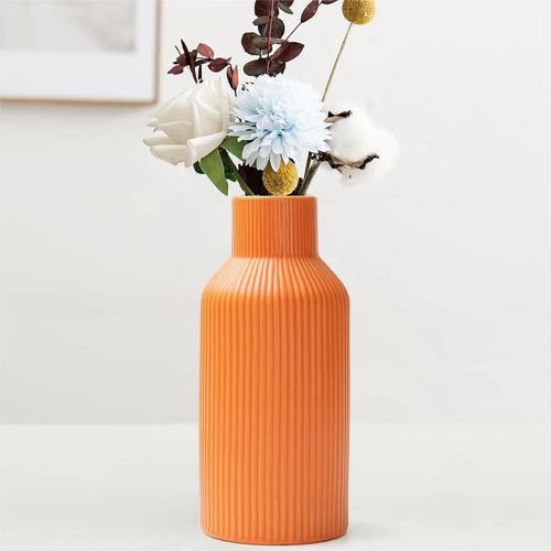 Vase für Pampasgras，20cm Keramik Vase Weiß Matt Rund Modern Design, Boho Style for deko Aesthetic, Blumenvase für Wohnzimmer, Schlafzimmer Dekoration, Einfach Nordic Stil(Weiß)