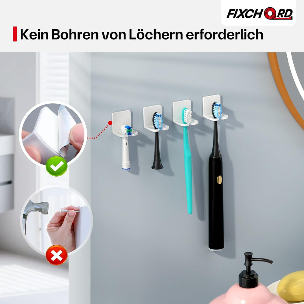 4 Pack Elektrische Zahnbürste Halterung, Selbstklebende elektrische zahnbürste Halter für die Wandmontage, Zahnbürstenhalter für die Aufbewahrung im Badezimmer, weiß