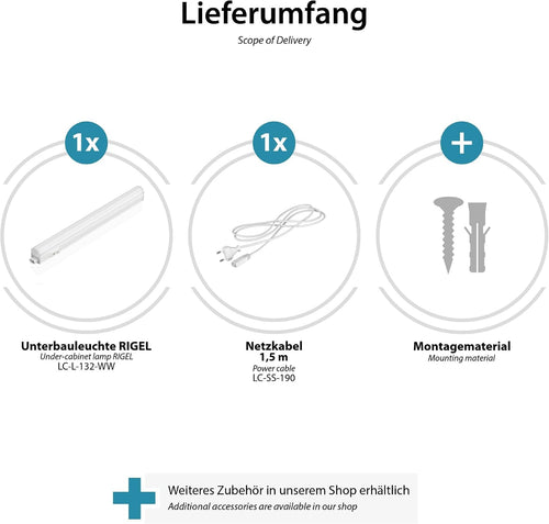parlat LED Unterbauleuchte RIGEL, Stecker, 31cm, 4 W, 397lm, warmweiß