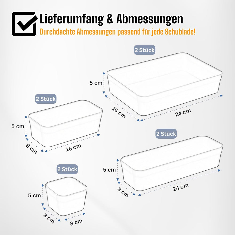 Gariella 1x Schubladen-Organizer Set Aufbewahrungs-Box Einteiler Trenn-System verstellbar Utensilien Stauraum Wohn-Badezimmer Kunststoff anthrazit