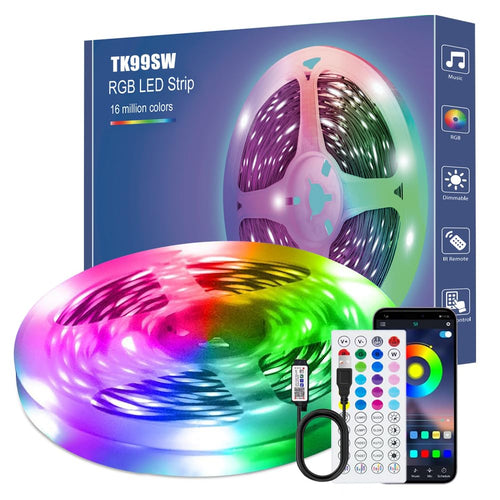 LED Strip 3m, USB RGB Streifen Mit App Fernbedienung, Music Sync Steuerbar Timer Einstellung, Band Selbstklebend Beleuchtung Lichter Verstellbare Helligkeiten Farbwechsel Für Tv/Schlafzimmer/Party