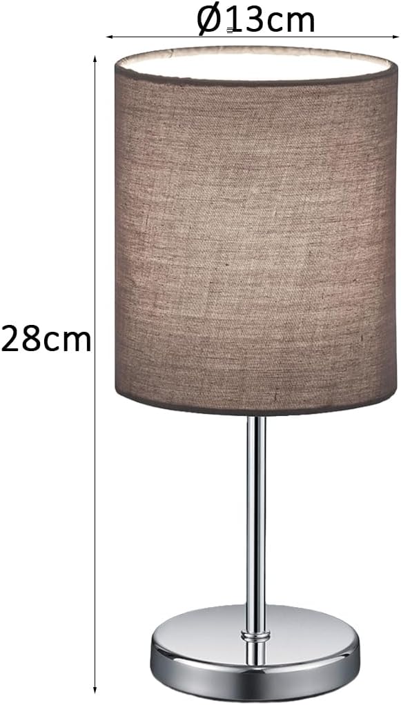 Reality Leuchten Tischleuchte Jerry R50491011, Metall Nickel matt, Stoffschirm Grau, exkl. 1x E14