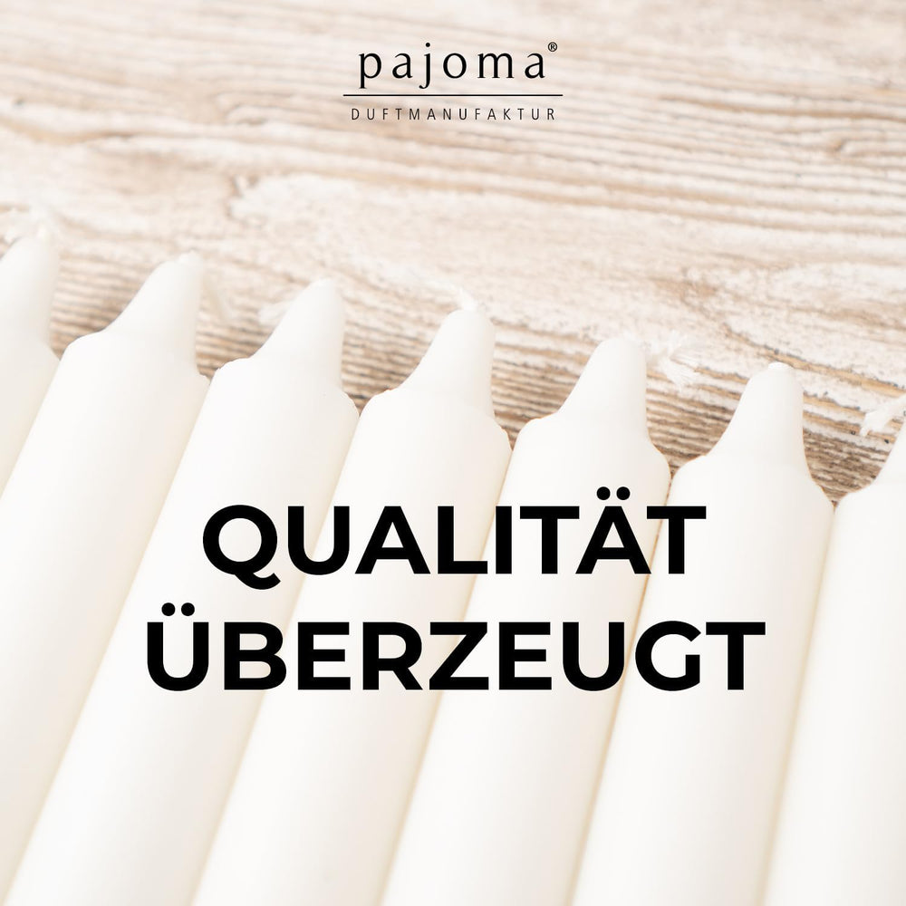 pajoma® 20x Geburtstagskerzen in Weiß - Hochwertige Spitzkerzen | Wachsgewicht: 10g, Brenndauer ca. 1 std. 95 x 13 mm | Premium Stabkerzen