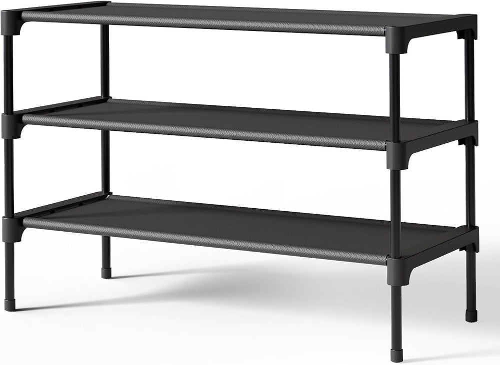 Kitsure Schuhregal, 3 Ebenen, 63 x 30 x 36 cm, Schwarz, platzsparend