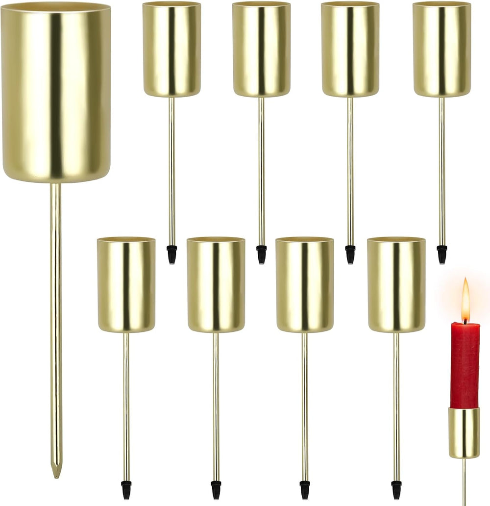 8 STK Ø 2.5cm Adventskranz Kerzenhalter Metall Gold Stabkerzenhalter mit Dorn für DIY Kerzenhalter Adventskranz Deko Weihnachten Kerzenteller