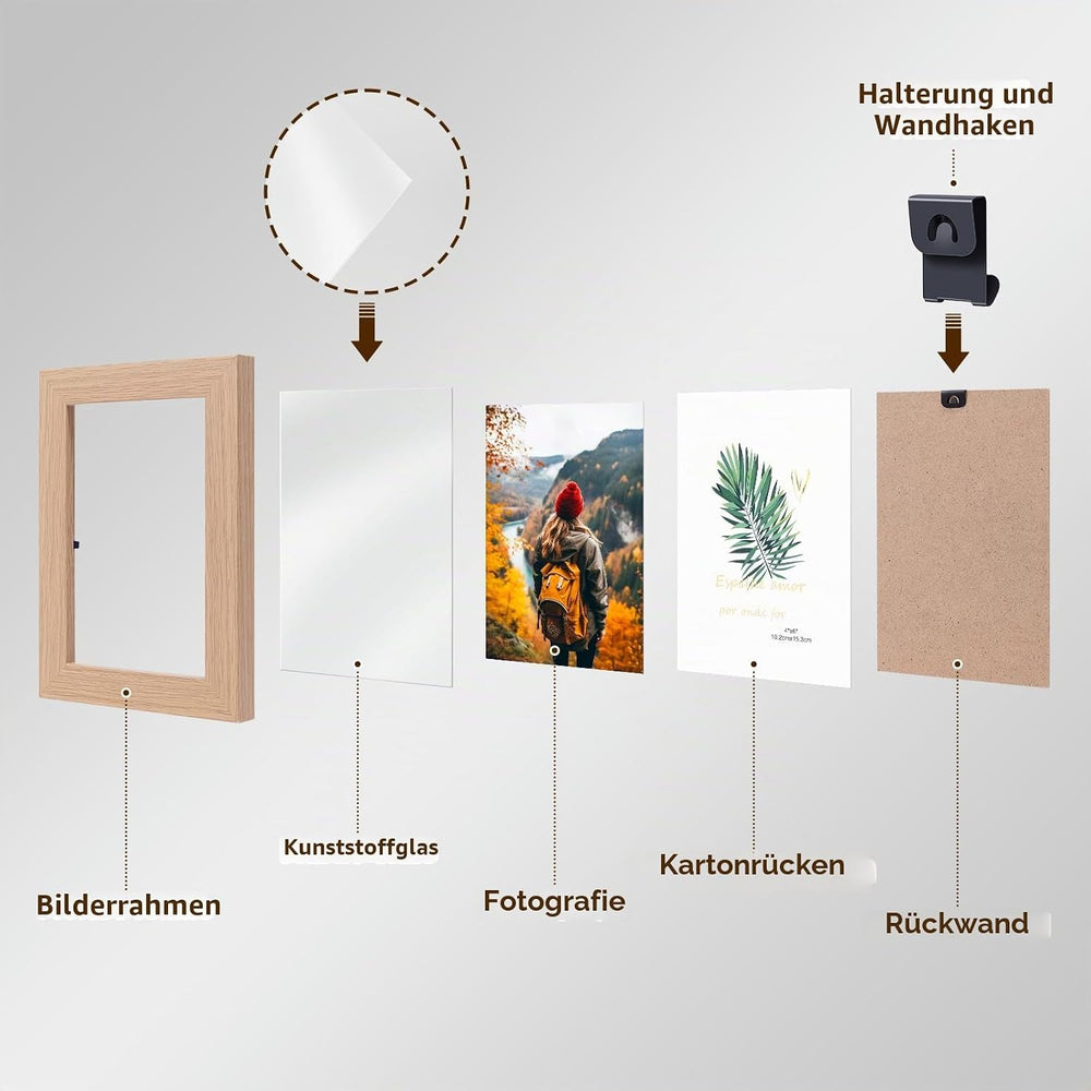 2 Stück  Bilderrahmen 10x15cm Weiß Fotorahmen mit Organischem Glas