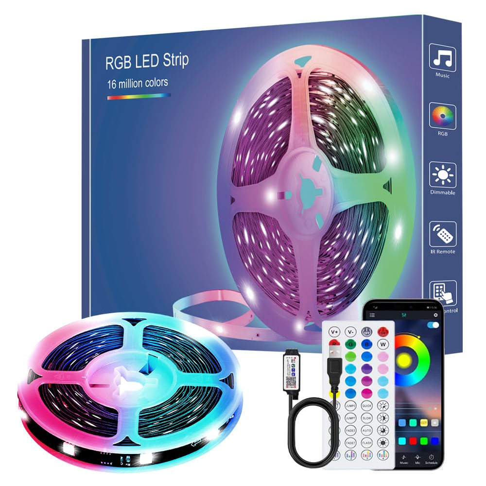 LED Strip 3m, USB RGB Streifen Mit App Fernbedienung, Music Sync Steuerbar Timer Einstellung, Band Selbstklebend Beleuchtung Lichter Verstellbare Helligkeiten Farbwechsel Für Tv/Schlafzimmer/Party