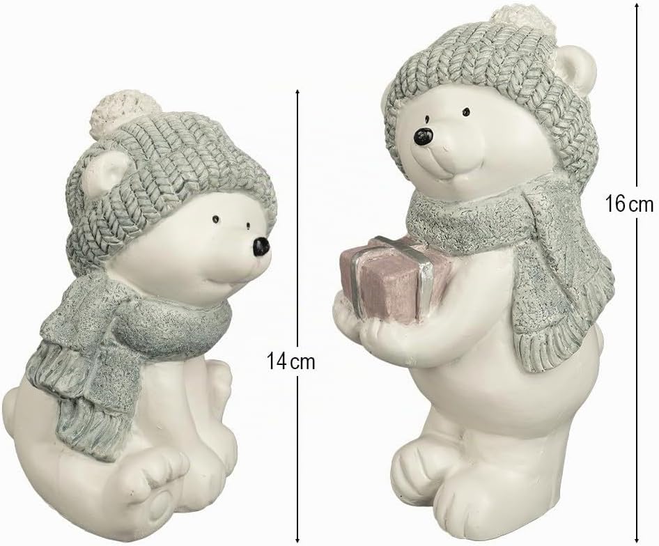 Ideen mit Herz Deko-Figuren Eisbären | Winterdeko | Bären | Winter | Weihnachten | 14 und 16 cm hoch | 2 Stück