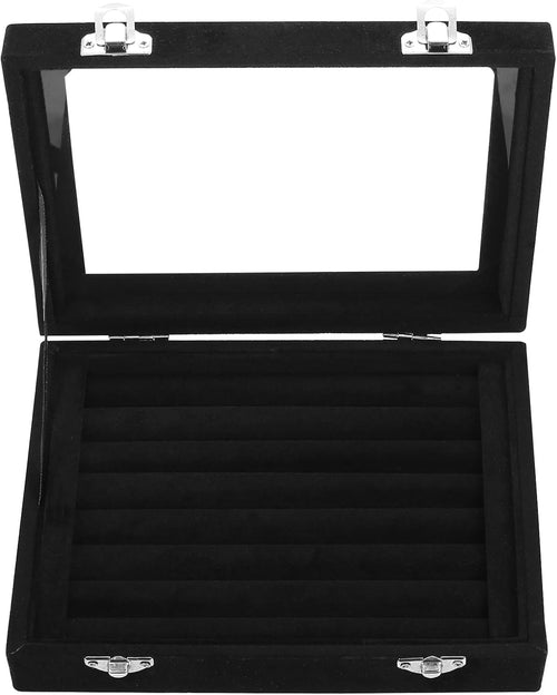 Schmuckkästchen,7-Fächer Ohrring- und Ring-Organizer（Schwarz）