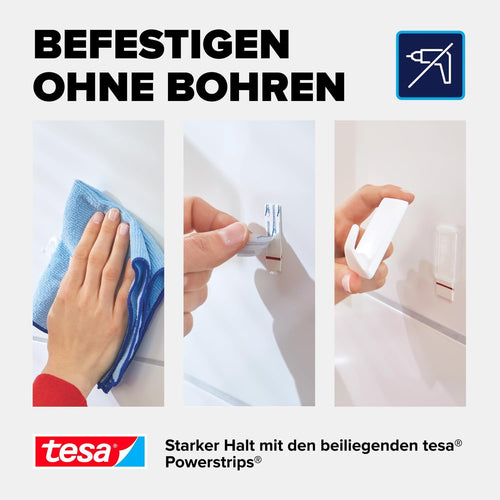 tesa Powerstrips Haken Large ECKIG - Weiß - 2 kg Halteleistung