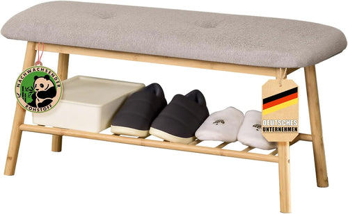 Floordirekt Schuhregal aus Bambus, schmales und platzsparendes Schuhregal, Schuhorganizer mit Sitzfläche (Montana)
