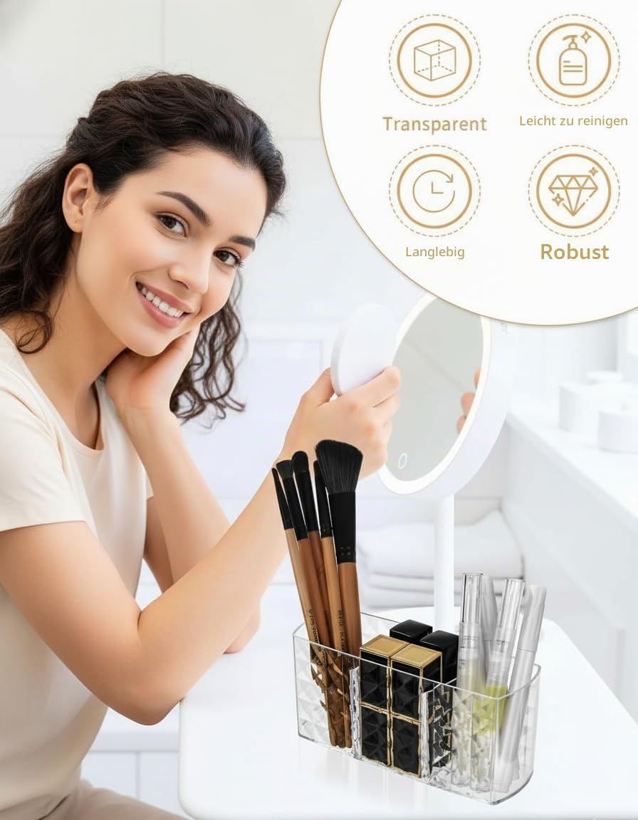 2er Set Make-up Organizer aus Acryl, Transparent, 3 Fächer