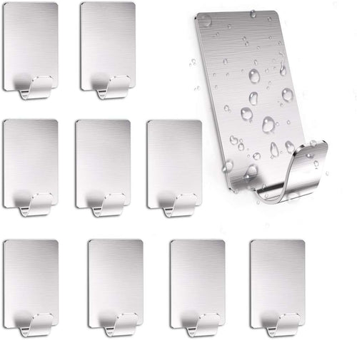 Edelstahl Klebehaken, 10 Stück, silber