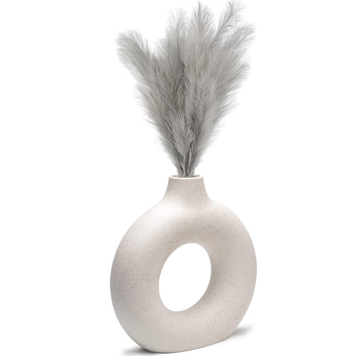 CEMABT Vasen für Pampasgras, handgemachte Vase, getrocknete Blumen, Keramik, Weiß, Handwerkliche Ornamente für die Dekoration des Bürohauses, Vasenset (S, Beige)