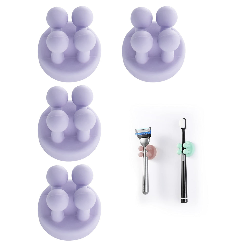 Zayin Silicone Toothbrush Zahnbürstenhalter Rasiererhalter Multifunktions-Haken Wasserdicht Selbstklebend Zahnbürstenhaken Stopfenhalter (4 Stück Schwarz, Weiß, Rosa, Grün)