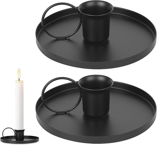 2 Stück, Kerzenhalter, Metall, schwarz