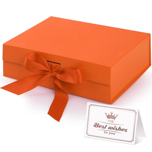 Hianjoo Geschenkbox mit Deckel 23x17x7cm, Magnetische Geschenkboxen mit Schleife, Geschenkkarton Faltbare für Weihnachten Hochzeit Geburtstag Jubiläum Valentinstag Geschenkverpackung - Rot
