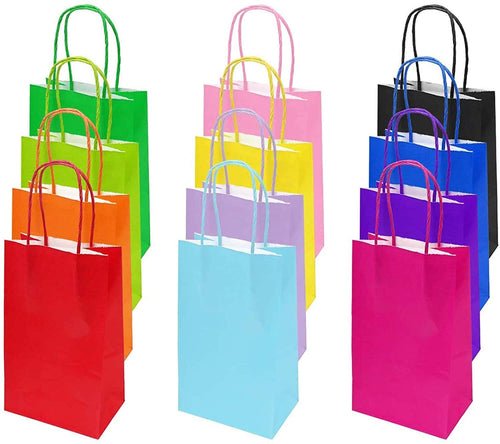Flintronic Papiertüten aus Kraftpapier, 10 Stück mit Henkel, Geschenkverpackung, Tüten Eschenktüten, Gastgeschenke Tüten, Mitgebseltüten, Geschenktüten Set - Mehrere Farben(15 * 8 * 21CM)