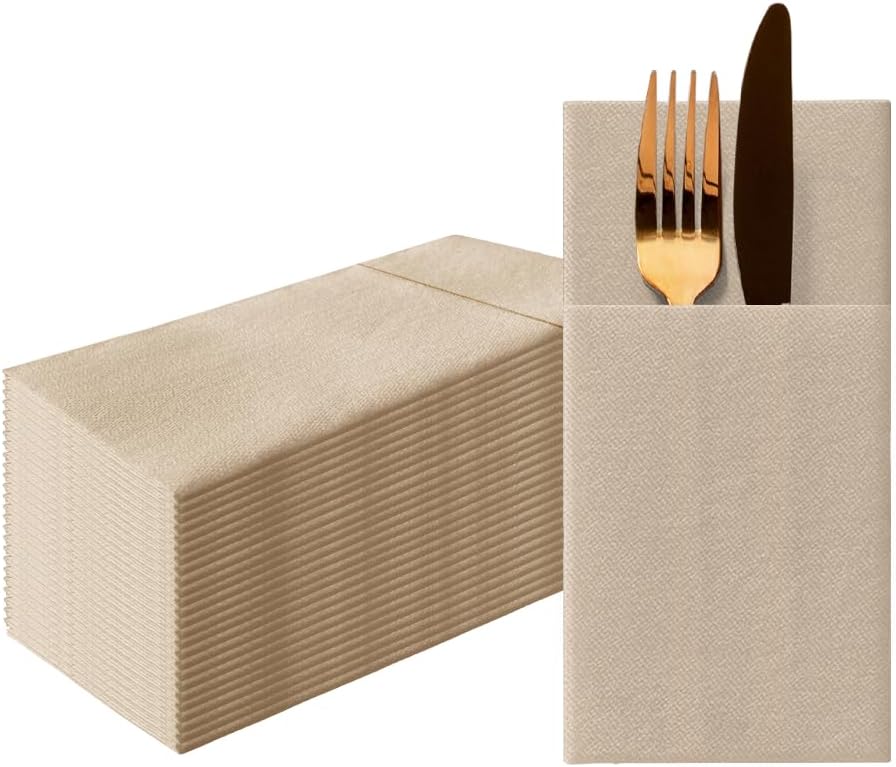 PAW Stoffähnliche Besteckservietten 1/8-Falz, 25 Stück - Beige