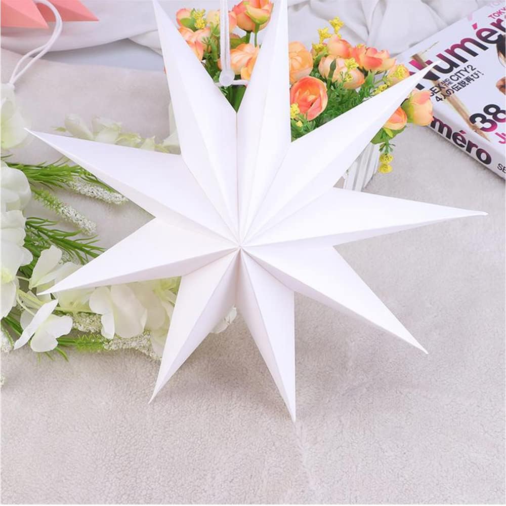 Wishstar Papiersterne Weihnachten, Faltsterne Weiß, Papierstern zum Aufhängen, Papier Weihnachtsstern, Dekostern Weihnachts für Fenstern Haus Partys Hochzeiten(3 Stück)