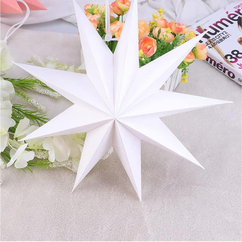 Wishstar Papiersterne Weihnachten, Faltsterne Weiß, Papierstern zum Aufhängen, Papier Weihnachtsstern, Dekostern Weihnachts für Fenstern Haus Partys Hochzeiten(3 Stück)