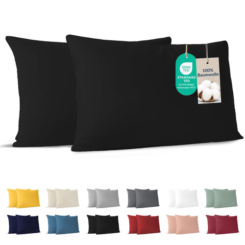 Dreamzie - Kissenbezug 40x40cm - 2er Set - 100% Baumwolle - Anthrazit