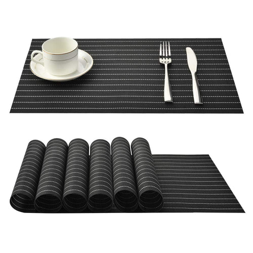6er Set Platzsets 30x45cm Platzdeckchen Rutschfest Abwaschbar Tischmatten PVC Abgrifffeste Hitzebeständig Tischsets, Platz-Matten für küche