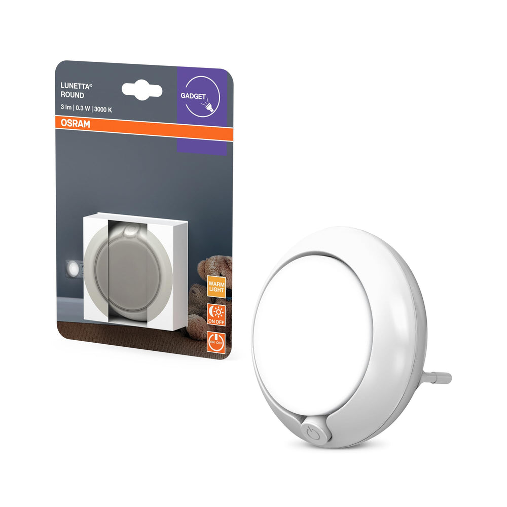 Osram Nachtlicht, indirektes Licht, 3000K, 5lm, 0,28W, Tageslichtsensor, Plug-and-Play, für Kinderzimmer und Wohnbereiche, Weiß