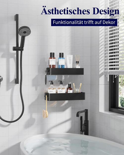 Kitsure Duschablage ohne Bohren, Badezimmer organizer, Large, Schwarz