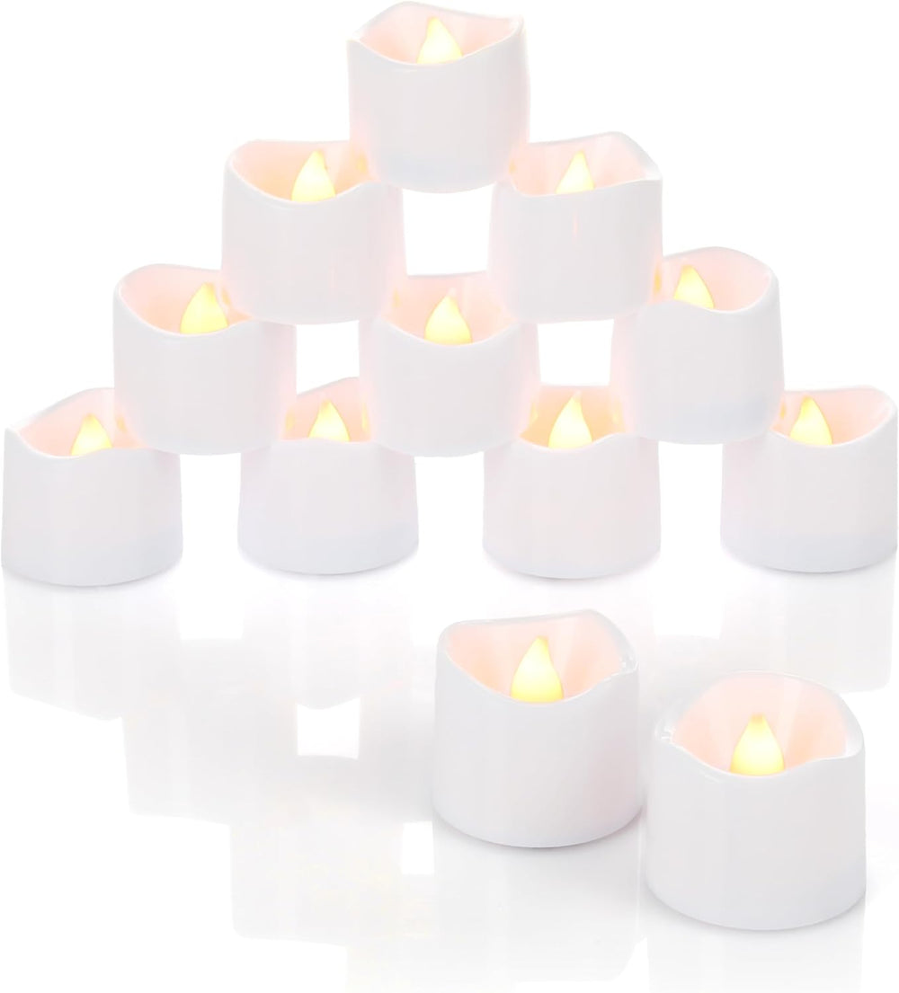 Nordstern LED Teelichter Warmweiß 12er Pack - Flackernde elektrische LED Kerzen - Batteriebetrieben mit Timer 6 Stunden an und 18 Stunden aus
