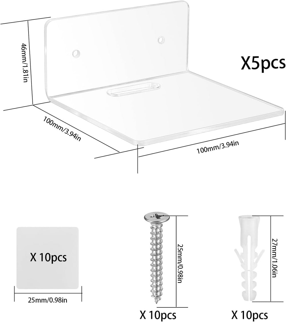 5 Stk transparente Acryl Wandregale als Schweberegal für Deko
